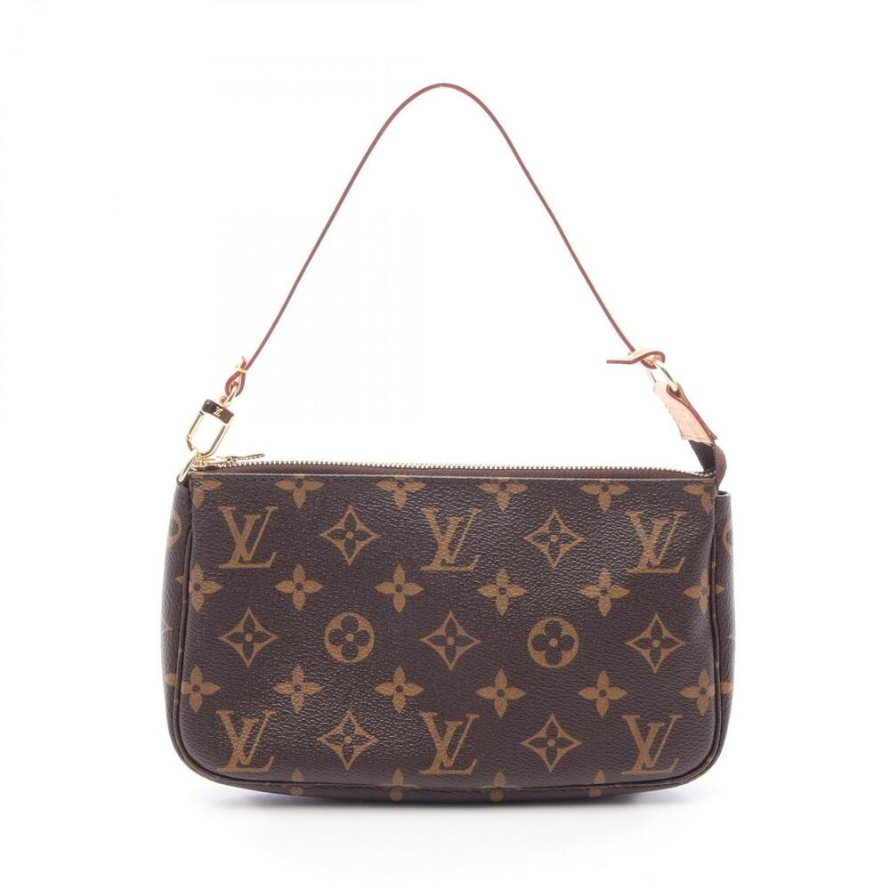 Louis Vuitton Pochette Accessoires Top Handle Bag Canvas Leather Monogram Brown
